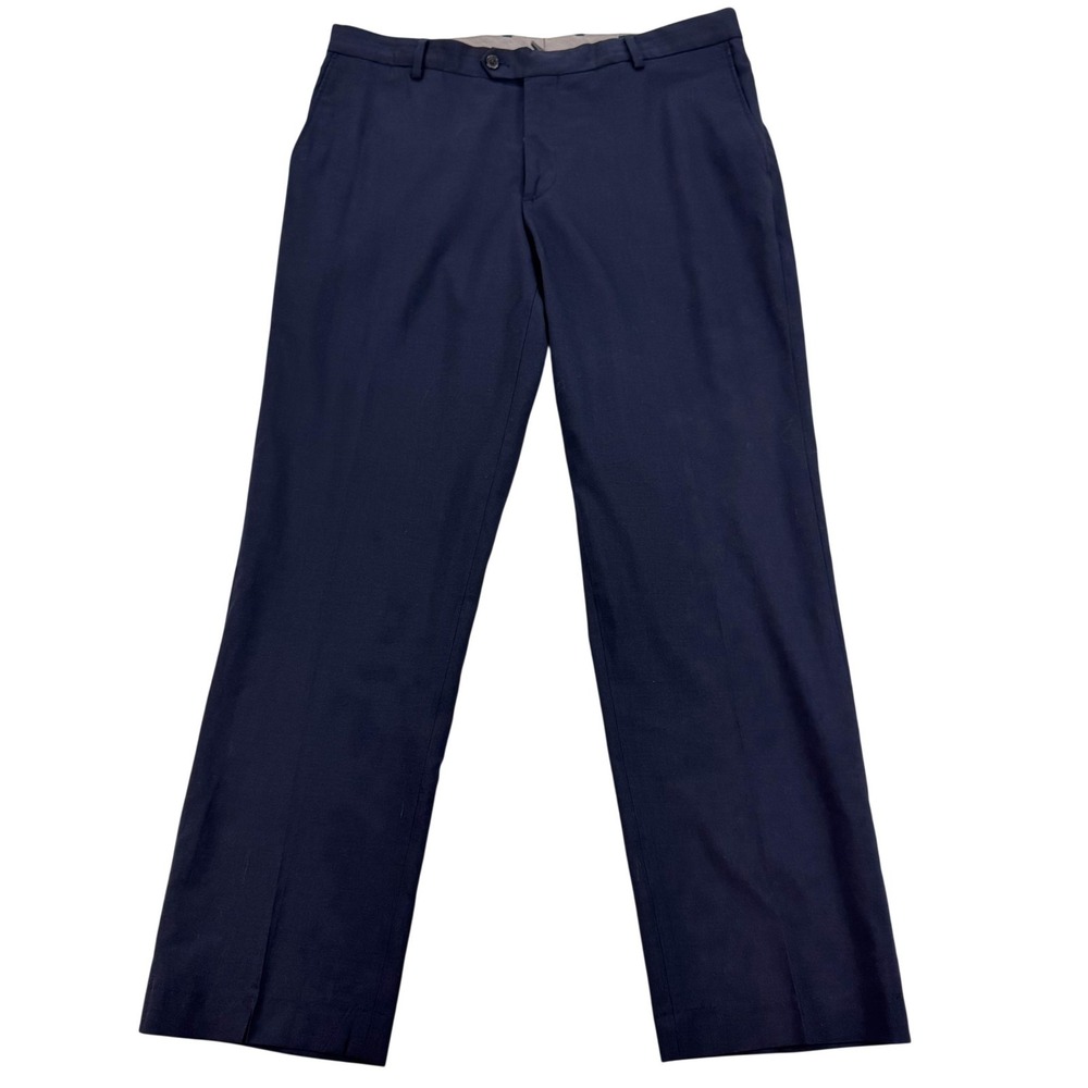 Lands End Dress Pants Mens 35 Blue Wool Tailored Fit Lined Office Preppy 37x30